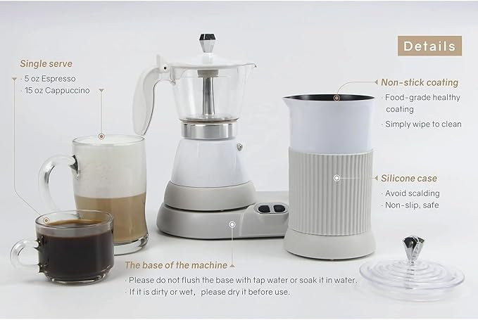 STDZQCWY Espresso Coffee Maker 480W Household Mini Automatic Milk Foaming Machine Slow Brew Espresso Coffee Maker with Milk Frother for Home Kitchen Coffee Shop Restaurant