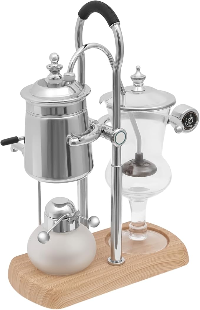 YIYIBYUS Balance Siphon Vacuum Coffee Maker 400ml Luxury Royal Family Siphon Brewer Vintage Gravity Brewing System Elegant Retro (Silver)