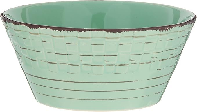 Lorren Home Trends 16 Piece Distressed Weave Dinnerware Set-Green