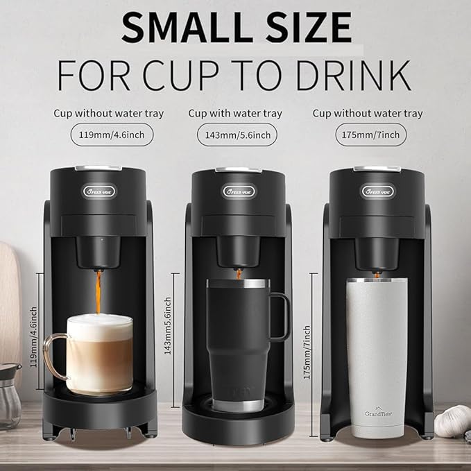 Espresso Machine Single-Serve Coffee Maker Mini Capsule Coffee Machine with 12oz Water Tank for K-cup Capsules One-touch Switch Cappuccino And Latte Machine Maker For HomeBlack