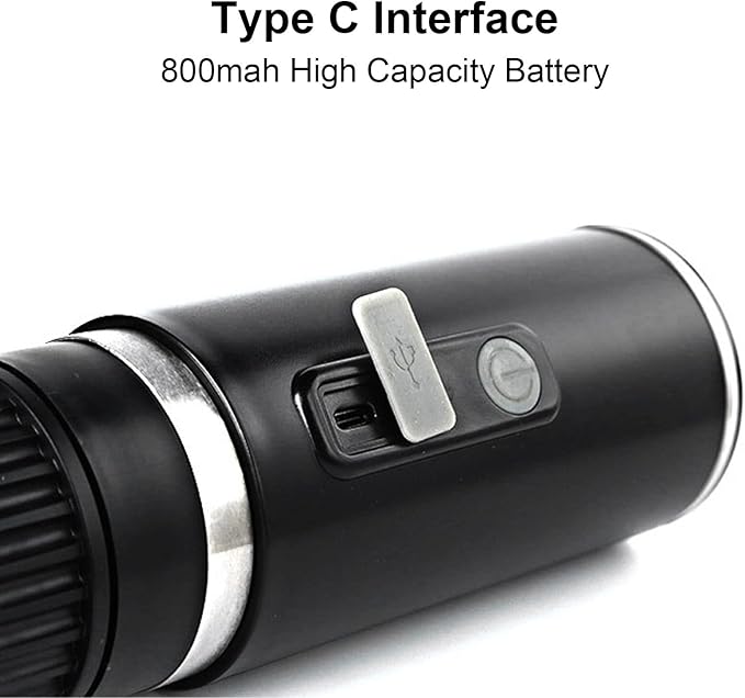Portable Coffee Maker 800mAh USB Rechargeable Machine Fully Automatic Coffee Machine for Office Travel Camping Hiking Compatible with Capsules Ground Coffee