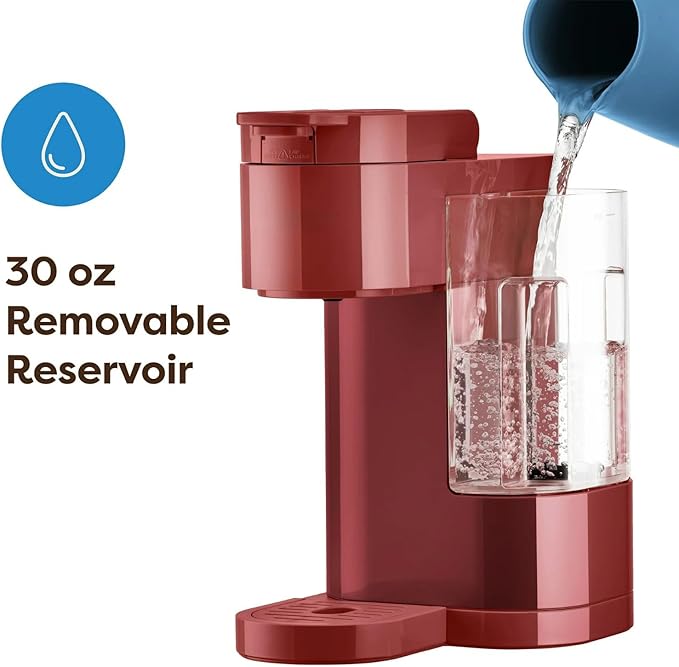 Express Essentials Single-Serve KCup Pod Coffee Maker 3 Cup Sizes Fast Fresh Brew 30oz Removable Water Reservoir Travel Mug Friendly Maintenance Alert Space-Saving (Red)