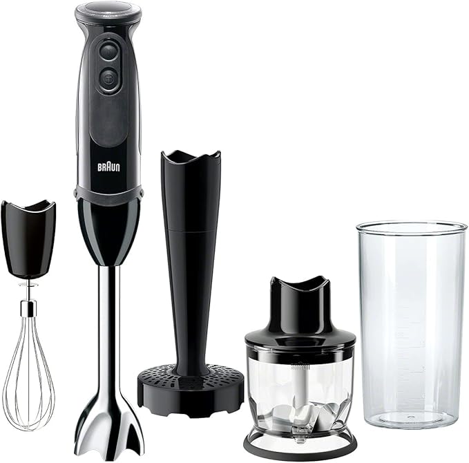 Braun Multiquick 5 Vario Hand Blender (SS Blending Shaft+1.5C Chopper+ Masher + Whisk+ Beaker) MQ5027 Black