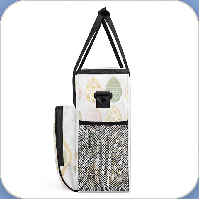Oil Painting Floral Coffee Maker Carrying Bag Easter Egg Travel Storage Bag Compatible with K-Mini or K-Mini Plus Single Serve Coffee Brewer Carrying Case with Multiple Pockets &amp Shoulder Strap