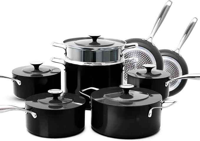 Nuwave Lux 13-Piece Premium Cookware Collection Next-Generation G11 Duralon Blue Ceramic Nonstick Ultra Durable PFAS-Free Lightweight &amp Works on All Cooktops