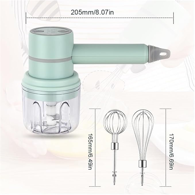 SOYON 3-in-1 Fully Automatic Mixergarlic Chopper MiniCordless Handheld Mixer With Egg Beater And Cream StickFor Kitchen Baking And Cooking(Pink 250ML)