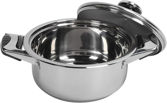 7Pcs Kitchen Pots and Pans Set Non Stick Stainless Steel Cookware Set with Soup Pots Milk Pot with Tempered Glass Lids Dishwasher and Oven Kitchen Utensils Evenly Heats