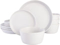 Gibson Soho Lounge Sofia Coupe Stoneware Dinnerware Set Service for 4 (12pcs) White w/Speckle