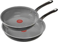 T-Fal Preserve Ceramic Nonstick Frying Pan 2-Pc Set 8.5 &amp 11 Oven Broiler Safe up to 350°F Cookware InoCeram Glide Technology Frying Pan Skillet Pots &amp Pans Black
