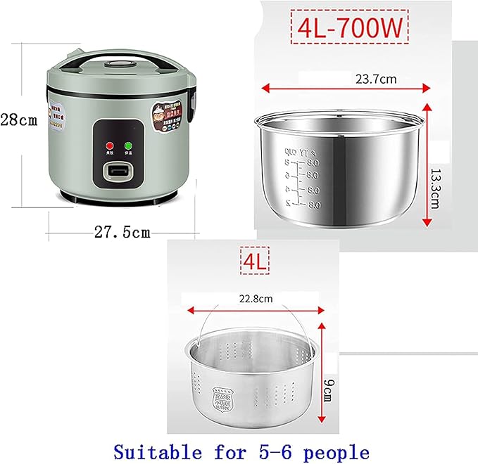 Rice Cooker Household Multifunctional 304 Stainless Steel Double Tank Rice Soup Separation Intelligent Heat Preservation (3L) ()