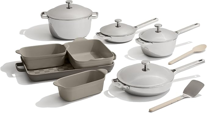 Our Place Titanium Pro Cookware &amp Bakeware Set | 15-Piece Non-toxic Nonstick Kitchenware with Titanium Always Pan Pro Perfect Pot Pro Minis &amp Ceramic Bakeware with Stovetop Griddle | Char