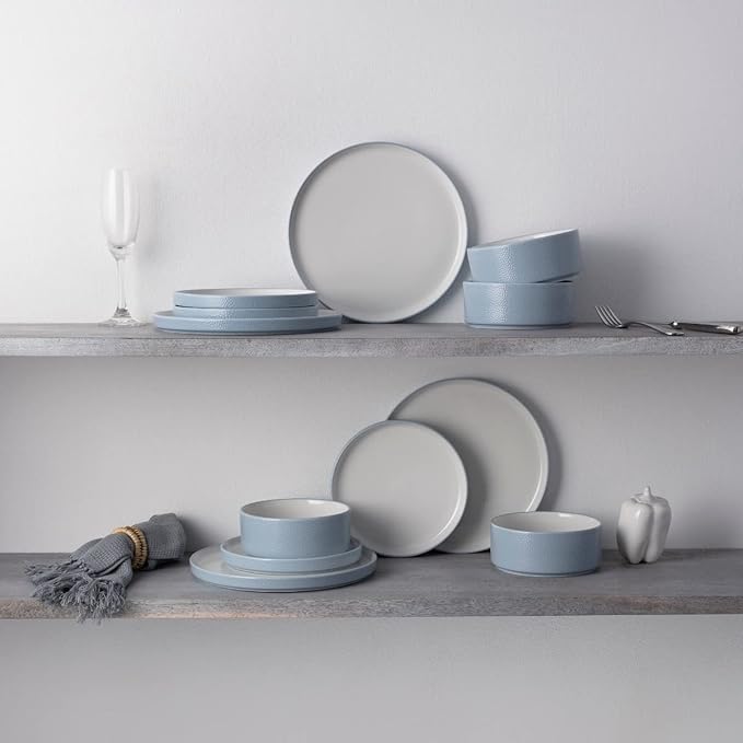 Noritake ColorTex Stone Aqua 12-Piece Dinnerware Set Service for 4