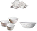 Pfaltzgraff Trellis 16-Piece Dinnerware Set Service for 4 Distressed White Set of 3 Serving Bowls 9 Serve Bowl