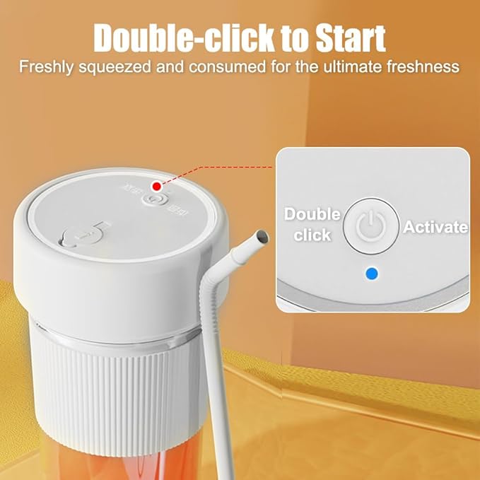 Portable Blender Cup 14Oz Mini Juicer Blender with 6 Blades Rechargeable Handheld Blender for Office Gym Travel