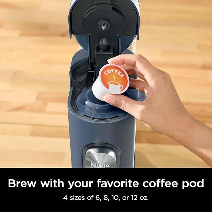 Ninja Pods &amp Grounds Single-Serve Coffee Maker K-Cup Pod Compatible 56-oz. Reservoir 6-oz. Cup to 24-oz. Travel Mug Brew Sizes Iced Coffee Maker Navy PB041NV