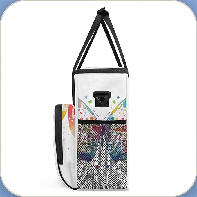 Colorful Butterfly Coffee Maker Carrying Bag Glitter Butterfly Travel Storage Bag Compatible with K-Mini or K-Mini Plus Single Serve Coffee Brewer Carrying Case with Pockets &amp Shoulder Strap