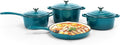 QuliMetal Nonstick Enameled Cast Iron Cookware Set 7Pcs Pots and Pans with Lid Frying Pan Skillet Saucepan Healthy Dutch Oven for Sourdough Bread Baking Oven Safe up to 500° F or on All Stovetop
