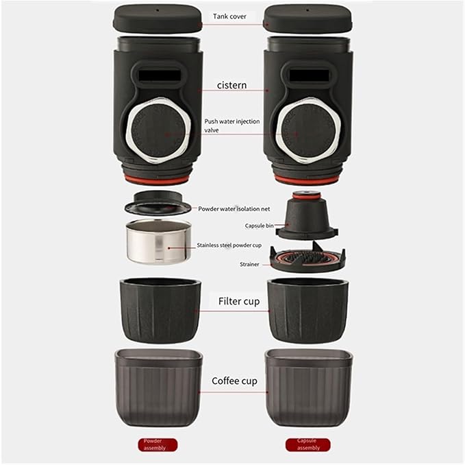 Portable Coffee Machine Portable Espresso Machine For Ground Coffee And Capsules Small Travel Coffee Machine Perfect For Camping Hiking And Offifor Outdoor Travel Picnic