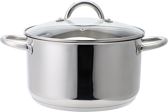 EW-TS-8010 Induction Cookware Set Made of High-Quality Stainless Steel 8-Piece Cookware Pots with Glass Lid 3 x Saucepans Saucepan Frying Pan for All Types of Cookers Silver Edition