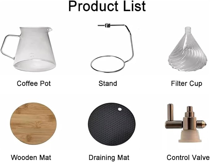 Pour Over Coffee Maker Glass Coffee Tea Brewer Pour Over Coffee Maker Glass 600 Ml with Stainless Steel Stand and Coaster Drip Filter Cup for Home or Office Makes 2-4 Cups.