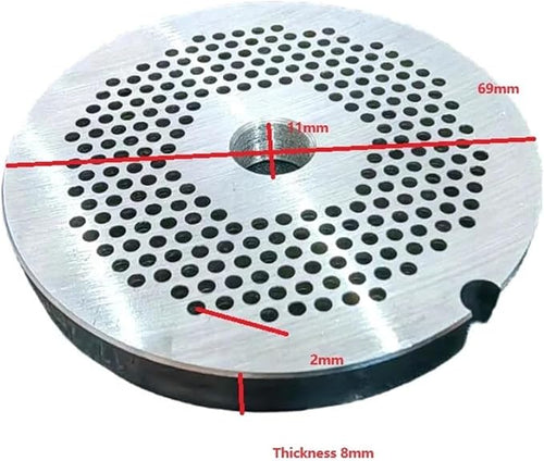 #12 Meat Grinder Parts Kitchen Tool Stainless Steel Grindering 69mm Discs Plate Porous Grate 2mm Thickness 8mm