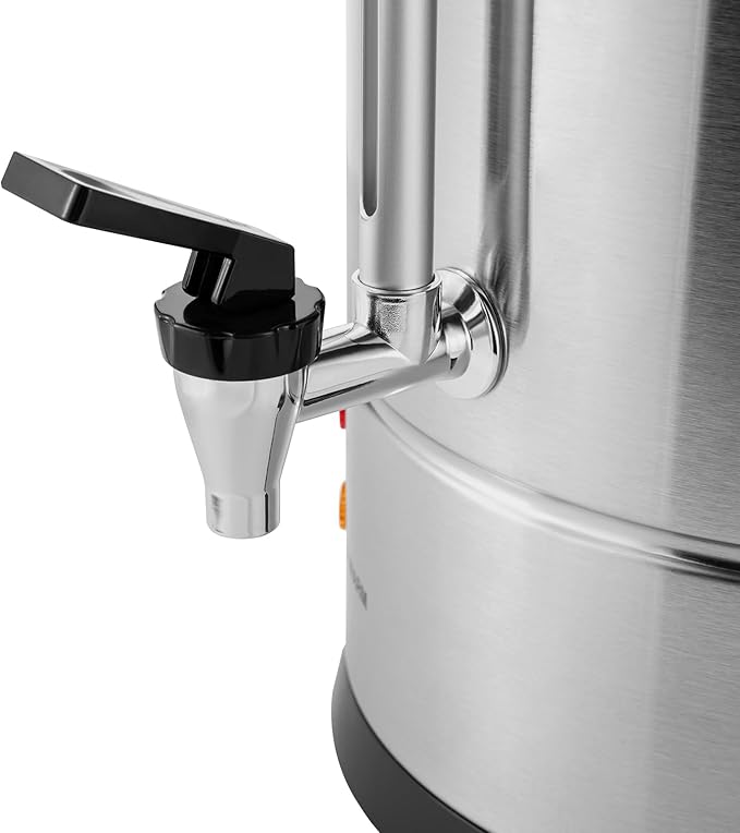 25L/ 6.6gal Coffee Urn1400W 110V Premium Commercial Coffee MachineAnti-Dry Burn Protection Thermostable Design Hot Beverage Dispenser Adjustable Temperature 86-230°F Hot Water Urn for Catering