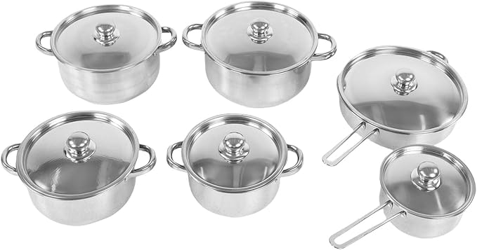 Tnfeeon 6Pcs Stainless Steel Cookware Set Cookware Sets Skillet Sauce Pot Kitchen Induction Stockpot Includes Frying Pan Saucepan for Home Cooking 6Pcs Stainless Steel Cooking