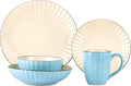 Osita Strip Stoneware 20pc Dinnerware Set Blue