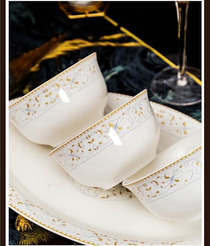 56Pcs Dinnerware Sets European Ceramic Bowls Plates Simple Bone Tableware Dish Set for Home Dining Ceramic Plates
