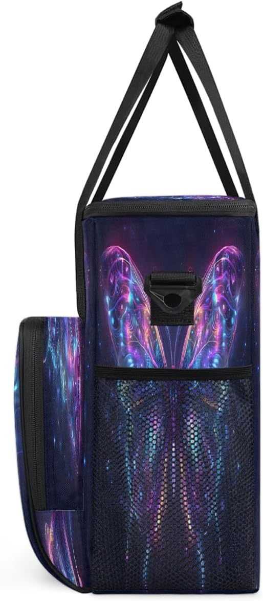Glowing Butterfly Coffee Maker Carring Bag Travel Carrying Storage Tote Bag Compatible with Keurig K-Mini or K-Mini Plus Portable Single Serve Coffee Brewer Case with Pockets for K-cup Pods