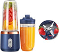 Portable Fruit Juicer Blender - 2 Cups Multifunctional USB Rechargeable Mini Juice Mixer with 6 Blades for Smoothies and Ice Drinks(2Cups-Blue01)