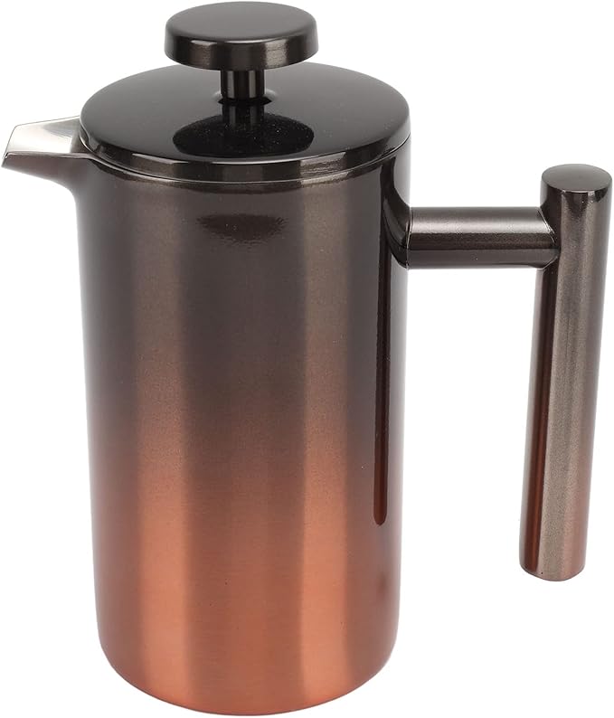 ZJchao French Press Coffee Maker Stainless Steel Double Wall Insulated 304 Rust Proof for Home Office Camping Outdoor Travel Brewing Loose Tea Iced Coffee Milk (350ml)