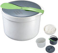 Microwave Rice Cooker Steamer 2L Microwave Rice Steamer Pasta Cooker with Strainer Non-stick Microwave Cookware Set for Rice Pasta Vegetables Quinoa Oatmeal