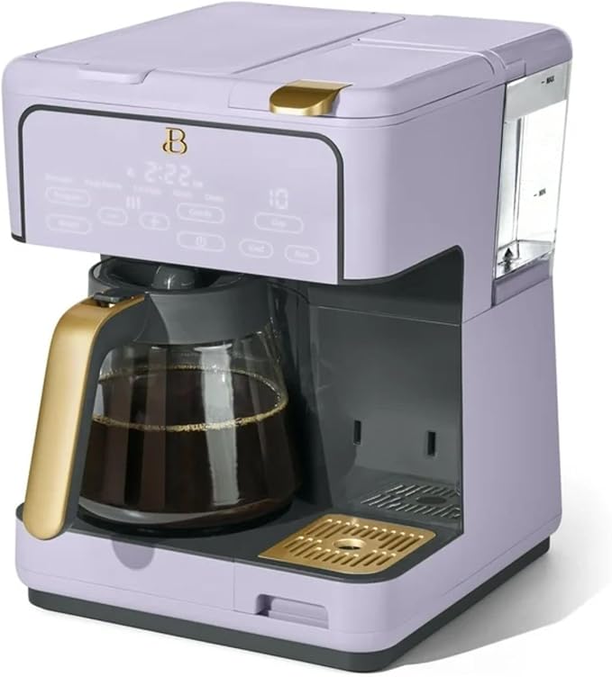 Multi-Brew Coffee Maker 12-Cup Carafe + Single-Serve Pods or Grounds Over Ice Touch Display by Drew Barrymoree. (Lavender)
