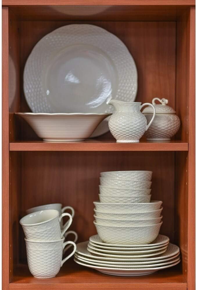 Unknown1 White 16pc Dinner Set Textured Casual Modern Contemporary Round Stoneware 16 Piece Dishwasher Safe Microwave