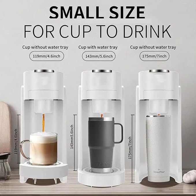 Capsule Coffee Machine Mini Espresso Machine Smart Dual Mode with 3000l Water Tank 3 Height Adjustable Cup Holder(119/143/175mm) for K-Cup Capsules Cappuccino