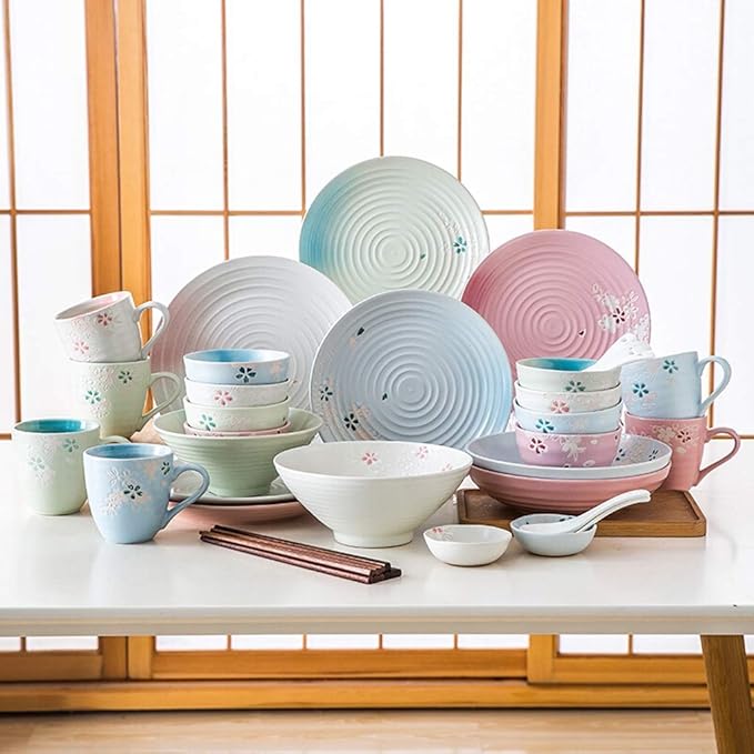 Ceramics Dinnerware Set with 34 PiecesBowl/Dish/Spoon|Dinner SetsCherry Blossom Pattern Porcelain Combination Set