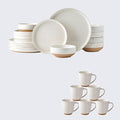 AmorArc Ceramic Dinnerware Sets for 6 24Pieces Handpainted Plates and Bowls Set with Rustic Terracotta Underside Scratch Resistant Stoneware Dishes Set Dishwasher &amp Microwave Safe