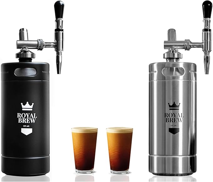 The Original Royal Brew Nitro Cold Brew Coffee Maker - Gift for Coffee Lovers - 128 oz Extra Large Home Keg Nitrogen Gas System Coffee Dispenser Kit
