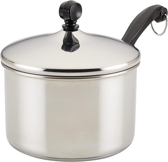 Farberware Classic Stainless Steel 2-Quart Mirror Satin Covered Saucepan Silver