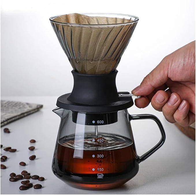 Immersion Dripper Coffee Maker Set Glass 02 Dripper Pour Over Coffee Making Set Immersion Dripper Switch Drip Coffee Accessories(V02 Set-Transprent)