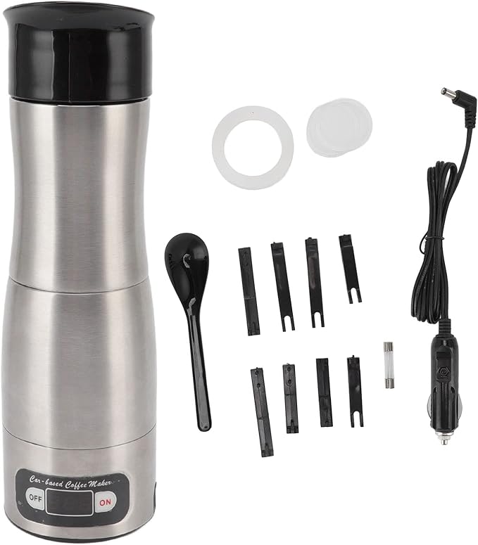150ml Large Capacity Coffee MugFood Grade Stainless Steel Easy to Operate Car Coffee Machine with 12V 24V Cigarette LighterTravel Coffee Mug