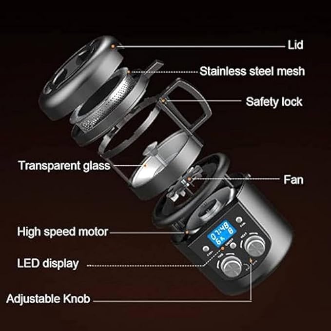 Household Coffee Maker Automatic Air Coffee Roaster Adjustable Timer Adjustable Wind Firepower 100q/3.5Oz Coffee Beans Nuts Tea Peanuts Gift Coffee Lover