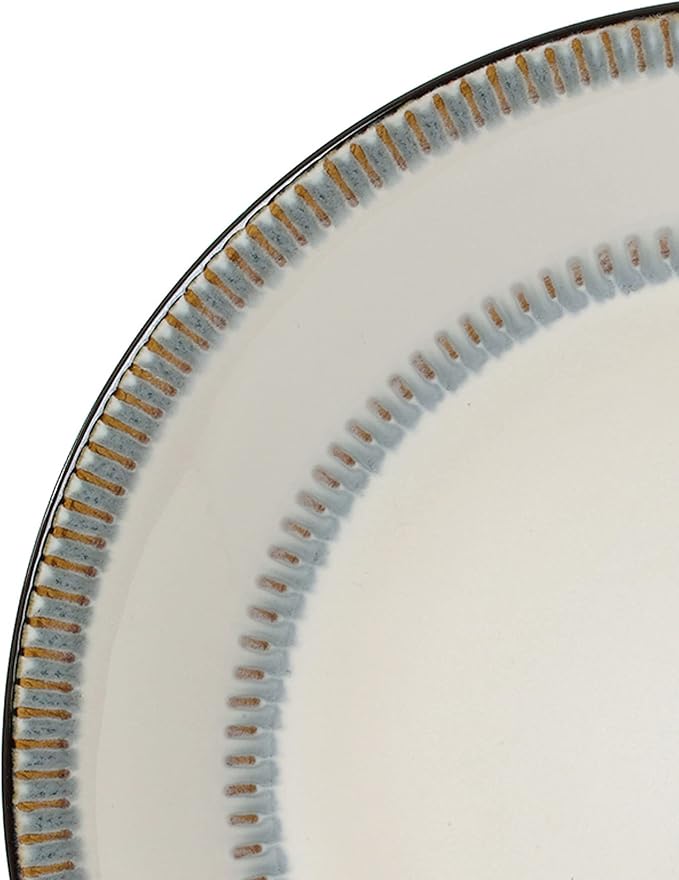 Lorren Home Trends 16 Piece Stoneware Set-ContrastWhite