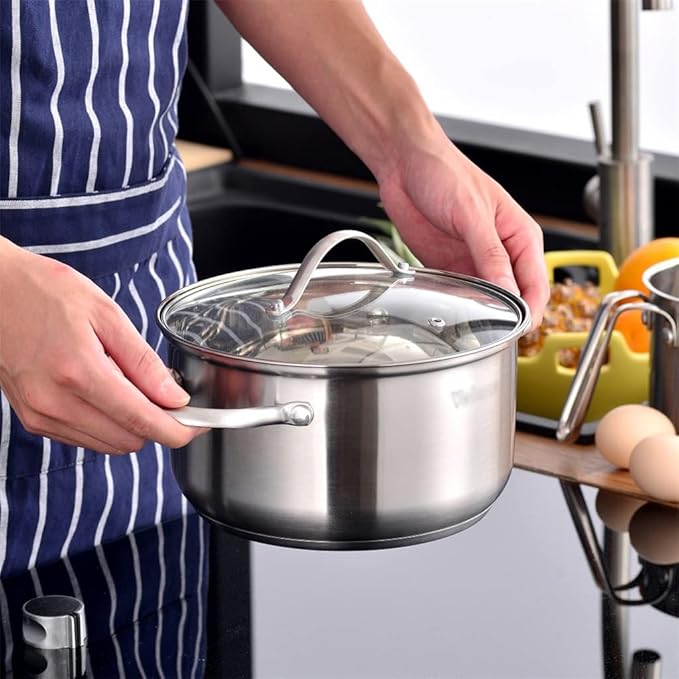 Cookware Cookware Set 8 Piece Stainless Steel Cookware Cookware Set Casserole with Glass Lid Set