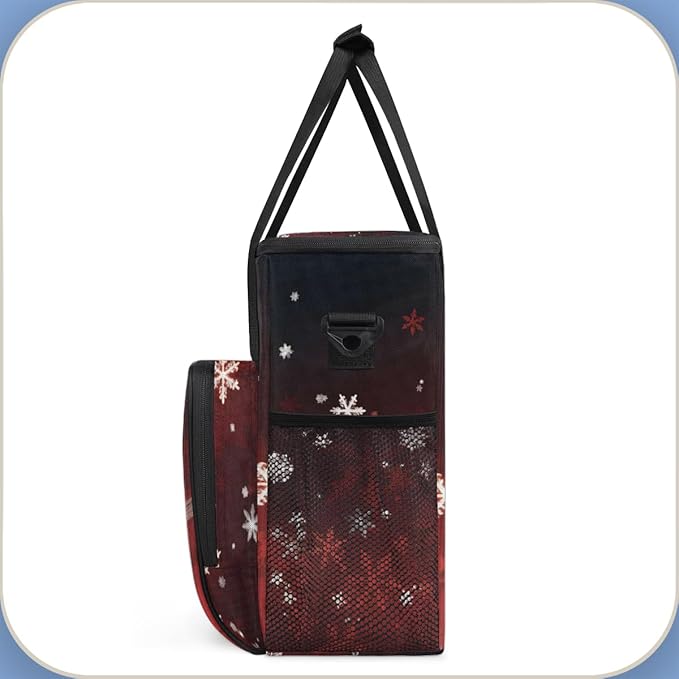 Xmas Snowflakes Coffee Maker Carrying Bag Cartoon Snowflakes Travel Storage Bag Compatible with K-Mini or K-Mini Plus Single Serve Coffee Brewer Carrying Case with Multiple Pockets &amp Shoulder St
