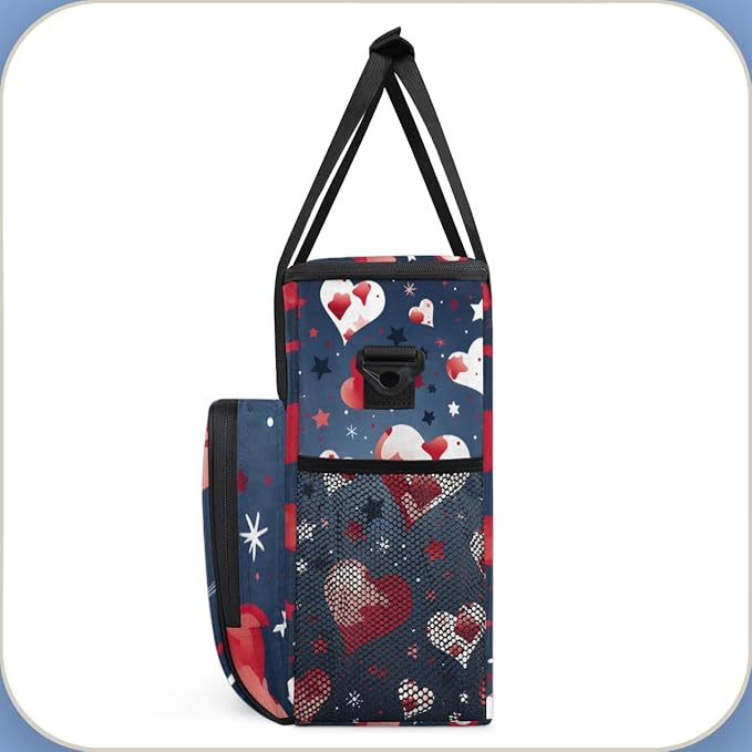 Glowing Patriotism 4th of July Coffee Maker Carrying Bag Travel Storage Bag Compatible with K-Mini or K-Mini Plus Single Serve Coffee Brewer Carrying Case with Multiple Pockets &amp Shoulder Strap
