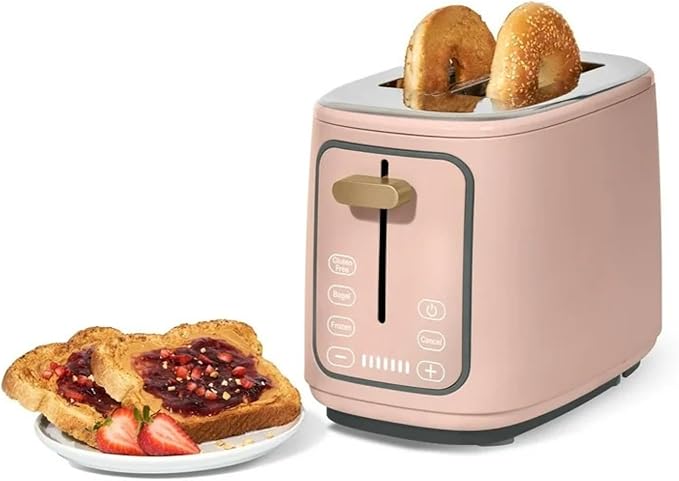 2 Slice Toaster Touch-Activated Display Extra Wide Slots Bagel Function Stainless Steel Kitchen