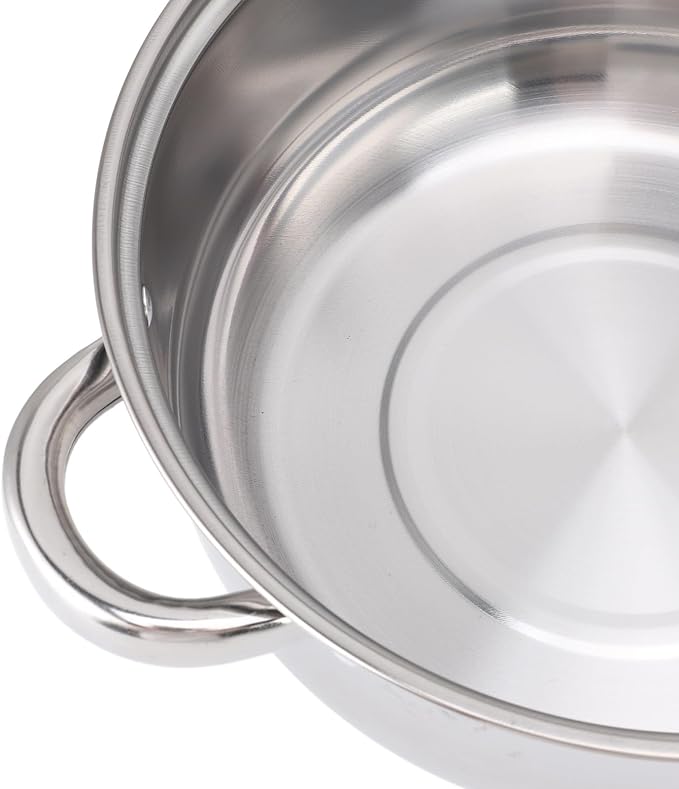 Stainless Steel Soup Pot 5 Piece Cookware Set with Heat Handle and Glass Lids for Stockpot Saute Pan Saucepan Dishwasher Safe Induction Compatible