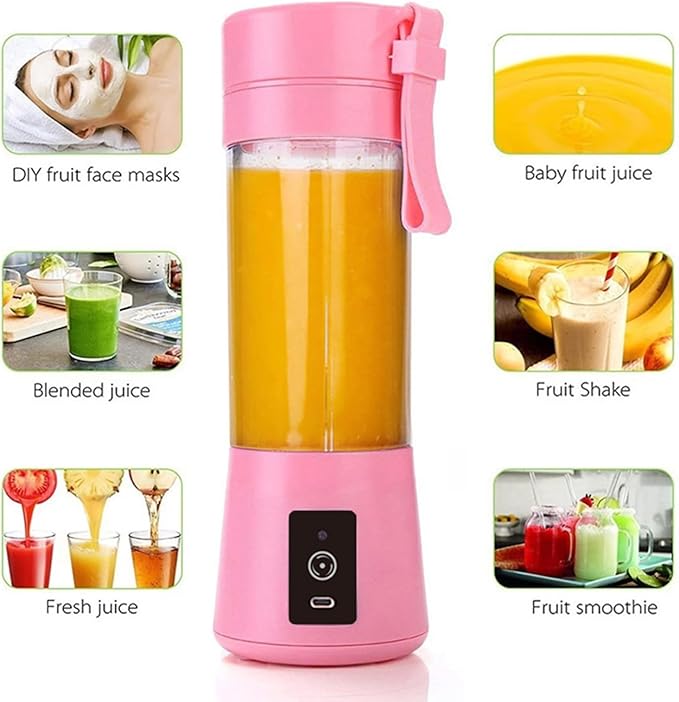 Portable Blender for Shakes and Smoothies Single Serve Travel Fruit Juicer Cup with 2000mAh USB Rechargeable Battery Small Electric Mini Blender with 6 Blades One Button (White)